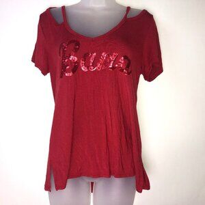 PINK Victoria's Secret 5th & Ocean Red Top "Bama" Logo Women's Small